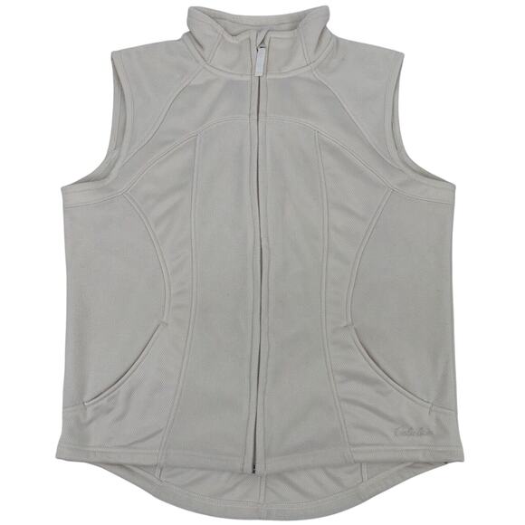 CABELA'S Women's Fleece Vest Cream Large Full Zip Pockets Outdoors Winter EUC - Picture 3 of 13